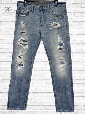 American Eagle Outfitters Distressed Light Blue Slim Jeans